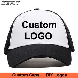 custom size OEM logo design snapback golf tennis cap sun visor fashion headwear with mesh back baseball trucker hat