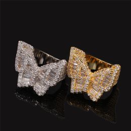 Gold Plated Hip hop Rings Zircon Butterfly Rings Punk for Men Hot Fashion Nice Gift for Friend