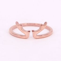 2019 New Fashion Lovely Antlers Rose Gold Ring Personality Jane Titanium Steel Titanium Gold Spin index finger love ring