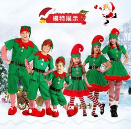 Christmas parent-child costume cos green Santa boys and girls kindergarten stage drama festival performance