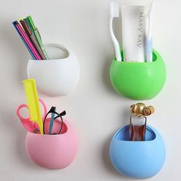 Wholesale- 2016 Hot Organiser Bathroom Toothbrush Holder Cup Wall Mount Sucker Toothpaste Dispenser Toothbrush Holder Suction Hooks Cups