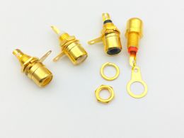 100 pcs RCA Phono Chassis Panel Mount Female Socket Metal adapter Gold plated