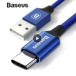 Baseus USB Type C Cable For Samsung Galaxy Note8 S8 S9 Plus Mobile Phone Fast Charging Cable Type-C USB Cable for Oneplus 6