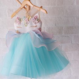 Fashion Girls Unicorn Dresses Unicorn Pageant Flower Party Princess Costume  Dress Tulle Tutu Skirt Dancing show party Cosplay Outfit