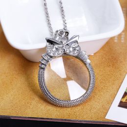 Mode Eule Kristalle Halskette Leseglas Anhänger Frauen Halsketten Mit Lupe Anhänger Kostenloser versand