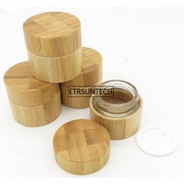 10g Bamboo Glass Cream Jar Make-Up Skin Care Container Empty Bottle Packaging Container Fast Shipping F3737