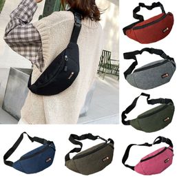Unisex Waist Bags Fashion Solid Colour Large Capacity Waterproof Waist Packs Pouch Zipper Fanny Pack Sports Womens Mens Chest Bag