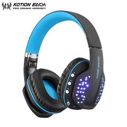 KOTION EACH Light up Bluetooth Headphone Foldable Wireless Deep Bass Stereo for PS4 Gaming Headset with Mic Led Earphone Handsfree Mic Phone