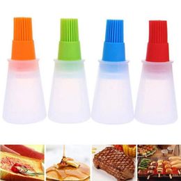 Silicone Oil Bottle with Brush for Barbecue Cooking Baking Pancake Storage Bottles BBQ Accessories