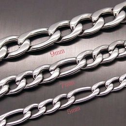 on sale 3meter lot stainless steel Fashion Findings chain marking chain Silver NK Figaro Chain 4mm/6mm/7mm/9mm/12mm wide choose