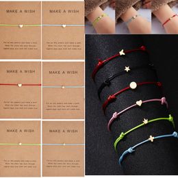 18K Gold Plated Leather Identification Bracelet Heart Round Cross Crown Star Charms Korean Jewelry Womens Rope Chain Bracelets Gift with Retail Card