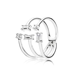 Sparkling Fragment Personalized Open Ring For Pandora 925 Sterling Silver CZ Diamond High Quality Women's Ring Holiday Gift Original Box Set