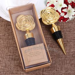 50PCS Gold Rose Bottle Stopper Wedding Favours Bridal Shower Engagement Souvenir Gifts Event Anniversary Keepsake Party Gift