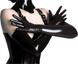 Adult Sexy Long Latex Gloves Clubwear Catsuit Ladies Hip-pop Fetish Faux Leather Black Punk Gloves Cosplay Costumes lingerie Accessory