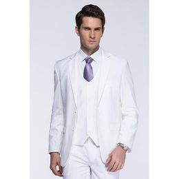 Newest Two Buttons Groomsmen Notch Lapel Wedding Groom Tuxedos Men Suits Wedding/Prom/Dinner Best Man Blazer(Jacket+Tie+Vest+Pants) 618