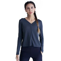 New pure Colour United States back fitness clothing jacket European and American sports running breathable long-sleeve T-shirt quick dry top