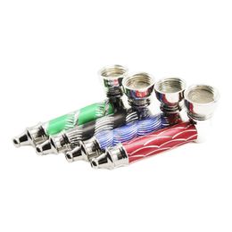 CSYC Y046 Metal Smoking Pipe Colorful Tobacco Dry Herb Screen Perc Glass Pipes Bright Color