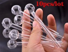 10pcs/lot Cheapest Pyrex Glass Oil Burner Pipe Clear Glass Oil Burner Great Tube Glass Oil Nail Pipe for water bong 10cm 12cm for option