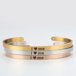 Personalized Stainless steel Gold Silver Bangle I Love You Bracelet Birthday Day Gifts for Women Girls Wife