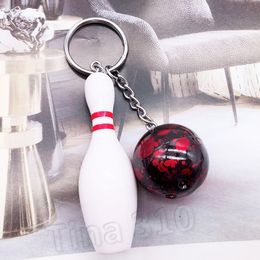 fashion Simulation Mini Bowling Key Chains Personality bowling ball Keychain Keyring Key Holder Promotion Gift Bowling Party FavorT2C5130
