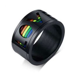Rainbow Gay Ring Men's Punk Ring Iced Zircon Street Jewelry Retro hot design For Gifts top quality Fashion
