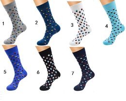 Mens Happy Socks 7 Colours Striped Plaid Diamond Cherry Art Painting Stockings Men Combed Cotton Calcetines Largos Hombre Sock