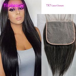 Brazilian Virgin Hair 7X7 Lace Closure New Hair Products 10-26inch Straight Human Hair Top Closures Seven By Seven