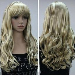 FREE SHIPPIN +++ HOT!!!Women Ladies Sexy Long curly Blonde Natural Hair full wigs