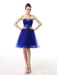 Hot Sale Shining Homecoming Dresses Sexy Royal Blue Organza Short Prom Graduation Cocktail Dresses Custom Made Party Gowns B23