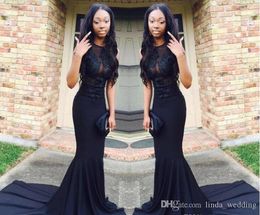 2019 Sexy African Black Girls Mermaid Prom Dress Sleeveless Long Formal Holidays Wear Graduation Evening Party Gown Custom Made Plus Size