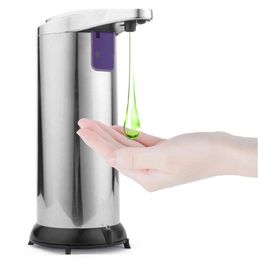 Automatic Sensor Soap Dispenser Liquid Soap Dispensers Stainless Steel Sensor Dispenser Portable Motion Activated Dispenser CCA12204 10pcs