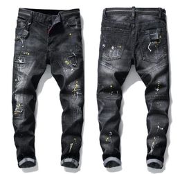 Unique Mens Ribbon Panelled Skinny Black Jeans Fashion Slim Fit Washed Motocycle Denim Pants Patches Hip Hop Trousers Xyrm