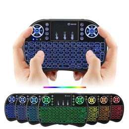 7 Colours Backlit i8 Mini Wireless Keyboard 2.4G Air Mouse Remote Control Touchpad Backlight With Rechargeable Battery For Android TV Box