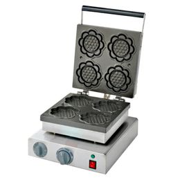 Commercial Home Use 220V/110V Sunflower Waffle Maker / 4 Pieces Electric Special Shape Waffle Machine High Efficiency