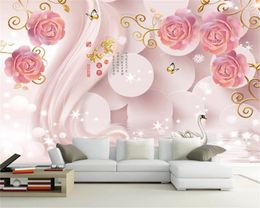 3d Flower Wallpaper Fashion Modern Creative Romantic Aesthetic 3D Rose Romantic Scenery Decorative Silk Mural Wallpaper