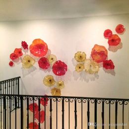 100% Hand Blown lamp Wall Art Modern Customized Murano Glass Walll Lamps Chihuly Style Hanging Flower Art for Home