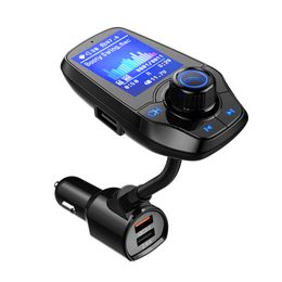 T26D Dual USB Charger Color Screen FM Transmitter Wireless Bluetooth Handsfree Car Kit 360 rotatable Car MP3 Audio