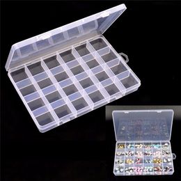 Transparent 24 Grids Nail Art Tips Rhinestones Decoration Container Pill Jewellery Empty Storage Case Box Organiser