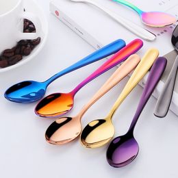 new flatware Creative coffee spoon 304 stainless steel spoons plated small tea spoon color mixing spoons soup spoon Flatware T2I5270-1