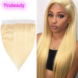 Brazilian Virgin Hair 13X4 Lace Frontal 613# Blonde Remy Human Hair Silky Straight 10A Pre Plucked 13 By 4 Lace Frontals 12-24inch