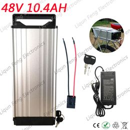 500W 48V 10AH Rear Rack E-Bike Lithium ion Battery 48V 10AH Electric Bicycle Electric Scooter li-ion battery BMS + 2A Charger.