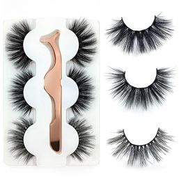 New 3Pairs Fake 3d Mink Eyelashes Eyelash Tweezers Set Mix Styles False Eyelashes Mink Lashes Eyelash Extension Makeup