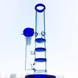 14.5mm Female Flared Mouthpiece Water Glass Bongs Straight Neck Oil Dab Rigs 3 Layers Colourful Comb Percolator With Bowl