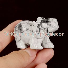 -10 Pcs Cristal Howlite Sorte Elefante Reiki Infundido Branco Turquesa Pedras Preciosas Carving Escultura Elefante Animal Espírito Pedra Metaphysical Presente