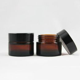 Brown Amber Glass Cream Jar Black Lid 20 30 50 g Cosmetic Jar Packaging Sample Eye Cream