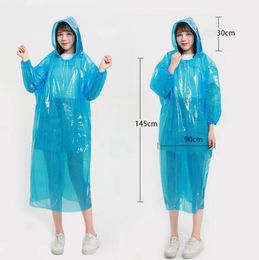 Raincoats Disposable Kids Hood Poncho Clear Adult Emergency Rainwear Travel Camping Rain Coat One Time Rain Gear 5 Colors 10pcs DW5251