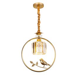 Bird Lamp Modern Simple Atmosphere Gold K9 Crystal Pendant Lights Led Iron Art American Individual Bedroom Living Room Corridor MYY