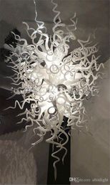 100% Handmade White Blown Murano Glass Chandelier LED Light Source AC 110V 120V 220V 240V Modern Art Decor Chandelier for Villa Decor