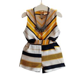 New Summer Girls Clothing Sets Baby Toddler Kids Girl Clothes Striped Sleeveless Blouse Tops+short Pants 2pcs Suit Jw1809 Q190523