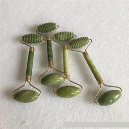 Spiked Shape Jade Roller Double Head Nature stones Face Slimming Neck Massage Tools